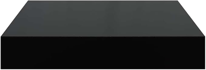 Floating Wall Shelves Set of 2, High Gloss Black Honeycomb MDF Shelving Units, Modern Decorative Wall Mount Display Shelves for Living Room, Office, Photos, Plants, 9.1 x 9.3 Inches