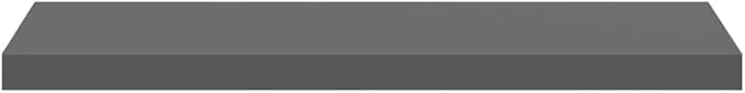 Set of 2 Floating Wall Shelves, 31.5 Inch Modern High Gloss Grey Storage Shelves with Metal Frame, Decorative Display Ledge for Living Room, Bedroom, and Office