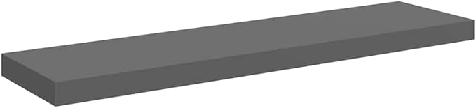 Floating Wall Shelves Set of 2, Modern High Gloss Gray Display Shelves 35.4 Inch, Invisible Mounting for Living Room Bedroom, Heavy Duty MDF Board for Books Decor Plants Photos Awards, Easy Install