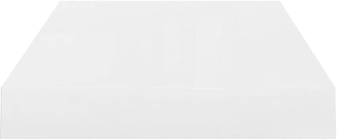 Floating Wall Shelves 2 Pack High Gloss White Modern Display Rack 15.7x9.1 Inches for Living Room Bedroom Decor, Invisible Mounting, Durable MDF Metal Frame