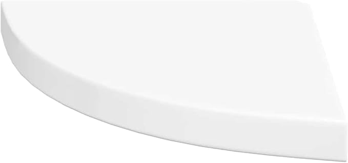 Corner Shelf Set of 2, 13.8 Inch Floating Wall Shelves for Bedroom, Living Room, Modern High Gloss White MDF Triangular Display Shelving Unit