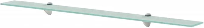 Floating Shelf Glass 39.4x7.9 Inches, 0.3 Inch Thick Tempered Safety Glass Wall Shelf with Zinc Alloy Brackets, 33 lb Load Capacity for Bathroom Living Room Bedroom Decor and Storage