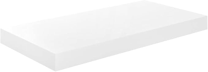 Floating Wall Shelves 2 Pack High Gloss White Modern Display Shelves 19.7x9.1x1.5 Inches MDF Board with Invisible Mounting for Living Room Bedroom Office Decor