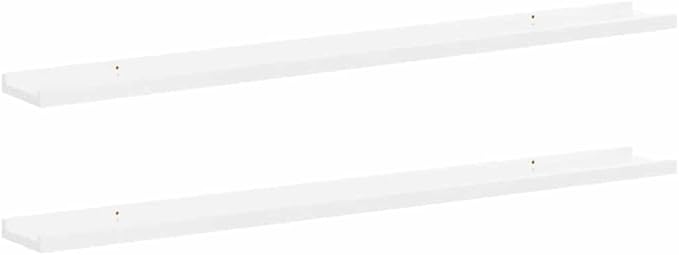 Wall Shelf Set of 2, 39.4 Inch Modern Floating Shelves, High Gloss White MDF Display Ledge for Living Room, Bedroom, and Home Office Wall Decor