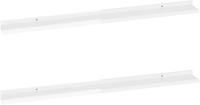 High Gloss White Wall Shelves 2 Pack 39.4 Inch Floating for Living Room Storage, Modern Display Shelves for Books Decor Plants, Easy Mount MDF Shelving Units with 11lb Capacity