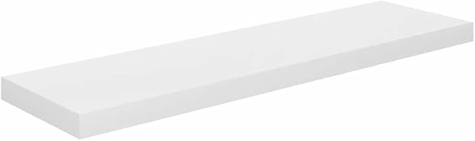 Floating Wall Shelves Set of 2, High Gloss White Modern Display Shelves with Invisible Mounting, 35. 4 Inch Long MDF Board for Living Room Bedroom Office Decor, Holds 22lb Each Books and Decorations