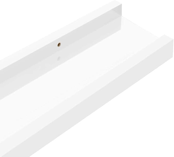 Wall Shelf Set of 2 Floating Shelves High Gloss White MDF Modern Display Ledge for Bedroom Living Room Bathroom Decor 15.7 Inch