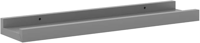 Wall Shelf Set of 4, Floating Shelves for Wall Storage, Modern MDF Rectangular Display Shelves for Bedroom, Living Room, Nursery, Grey