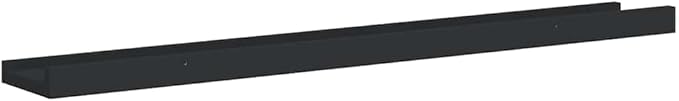 Set of 2 Black Wall Ledge Shelves 31.5 inch Floating Display Shelf for Picture Frames Art Books Modern Minimalist Wall Mounted Storage Rack