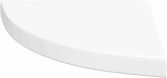 Floating Corner Shelf High Gloss White Wall Mounted Shelving Unit 13.8 inch Triangular Storage Organizer for Living Room Bedroom Office Decor