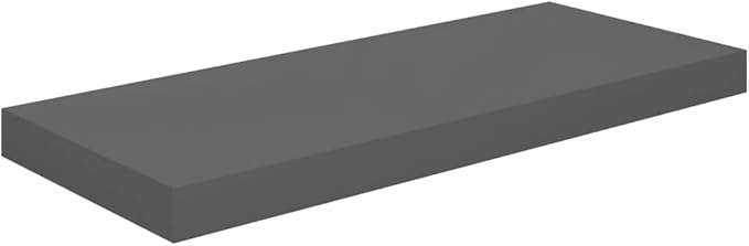 Floating Wall Shelf High Gloss Gray 23.6x9.3x1.5 Invisible Mount Display Rack for Living Room Decor Modern Home Organizer MDF Board Storage