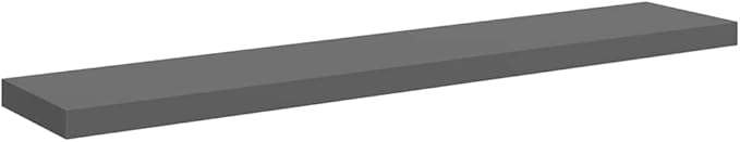 Floating Wall Shelf, Large Modern High Gloss Grey MDF Rectangular Display Shelves for Bedroom, Living Room, Home Office, 47.2 inch Wall Mounted Storage Ledge