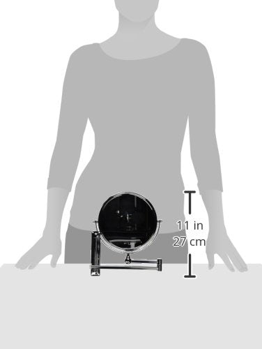 Danielle Creations 8-Inch Double-Sided Wall Mounted Adjustable Height Makeup Mirror, 10x Magnification