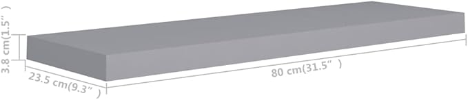 Floating Wall Shelf Gray 31.5x9.3x1.5 Inches MDF Board Invisible Mounting Display Rack for Home Decor Books Collectibles Awards Ornaments