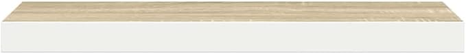 Wall Shelf Set of 4 Floating Shelves for Wall Decor, Modern Rectangular Oak and White Display Ledges for Living Room, Office, Books, and Collectibles, 31.5 Inch