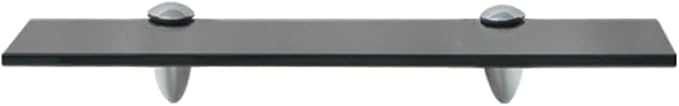 Floating Shelf Tempered Black Glass for Living Room, Bedroom, Bathroom 15.7"x3.9", Glass Thickness: 0.3"