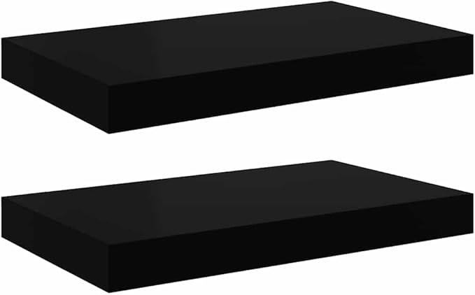 Set of 2 Floating Wall Shelves, Decorative Black Honeycomb MDF Shelving for Bedroom, Living Room, and Office Storage, Easy Mount Decor Display