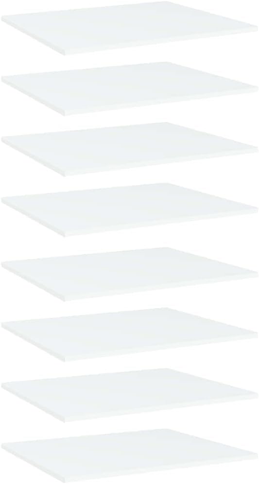 White Engineered Wood Wall Mounted Shelf Set of 8 Panels 23.6 x 19.7 Inches for Living Room Kitchen Storage and Display