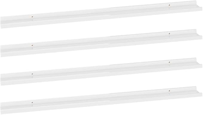 Wall Shelves 4 pcs High Gloss White 45.3x3.5x1.2 Inches Floating Shelves for Living Room Bedroom Bathroom Storage Display Organizer Modern Decor