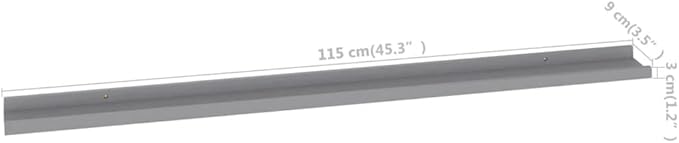Gray Wall Shelves Set of 2, 45.3 Inch Floating for Living Room, Bedroom Decor, MDF Storage Shelves for Books, Plants, Display Organizer