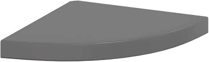 Floating Corner Shelf High Gloss Grey, Modern Wall Mounted Corner Shelves for Living Room Bedroom Office, Sturdy Decorative Display Rack 13.8 x 13.8 x 1.5 in