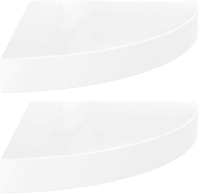 Floating Corner Shelves 2-Pack White 9.8"x9.8"x1.5" Honeycomb MDF Wall Mounted Storage Shelves for Bathroom, Bedroom, Living Room - Invisible Mounting System, 11lb Capacity