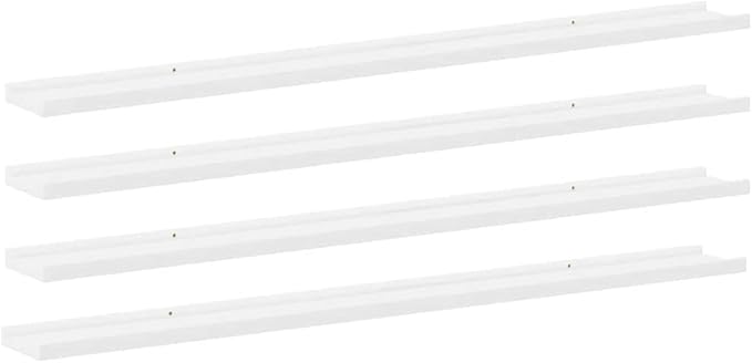 Set of 4 Floating Shelves for Wall, 45.3 inch Long MDF Wall Mounted Storage Shelves, Modern Display Ledge for Bedroom, Living Room and Office, White