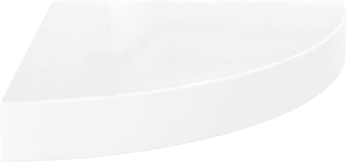 Floating Corner Shelf 9.8x9.8x1.5 Inch High Gloss White Wall Mounted Storage Shelves - Honeycomb MDF Metal Structure with Invisible Bracket for Bathroom Bedroom Living Room Home Decor