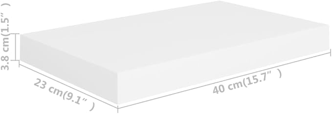 Floating Wall Shelves 2 Pack White Modern Display Rack 15.7x9.1x1.5 Inches MDF Honeycomb with Invisible Mounting System for Living Room Bedroom Office Decor