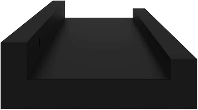Floating Wall Shelves Set of 4, 15.7 inch Matte Black MDF Display Ledge Shelves for Bedroom, Living Room, Kitchen Wall Mounted Storage Organizer