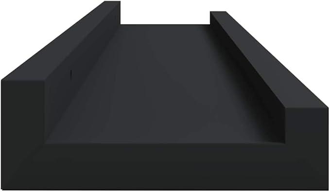 Floating Picture Frame Ledge Shelf Set of 2, 23.6 inch Wall Mounted Display Shelves for Photos, Art, and Decor, Black Modern Storage Ledges