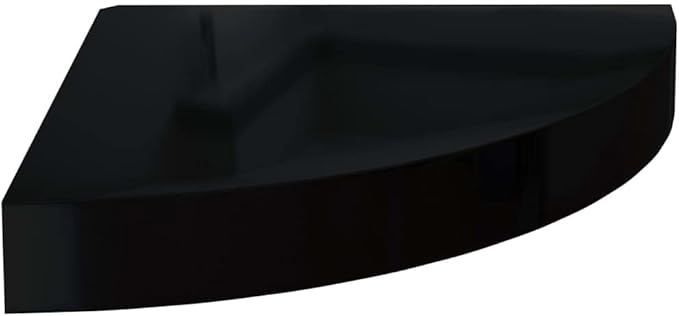 Floating Corner Shelves 2-Pack 9.8"x9.8" High Gloss Black Wall-Mounted Storage Shelves with Invisible Bracket for Bathroom Bedroom Living Room