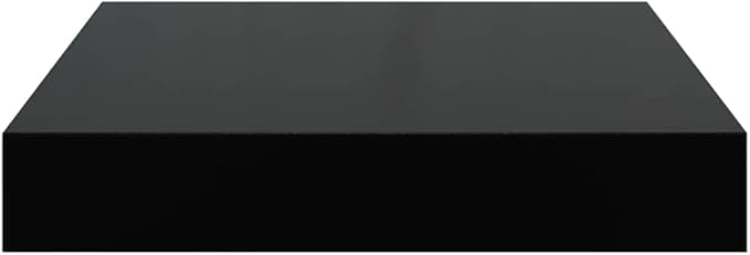 Floating Wall Shelves Set of 4, High Gloss Black Modern Display with Invisible Mounting, 9.1x9.3x1.5 Inch MDF Honeycomb Shelves for Living Room, Office, Bathroom Decor, Books, Plants, Awards
