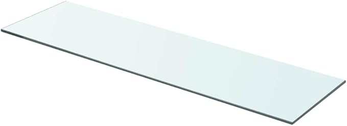 Set of 2 Wall Mounted Glass Shelves, 27.6 x 7.9 Inch Tempered Glass Floating Shelf for Home Office Storage Display, Clear Rectangular Panels