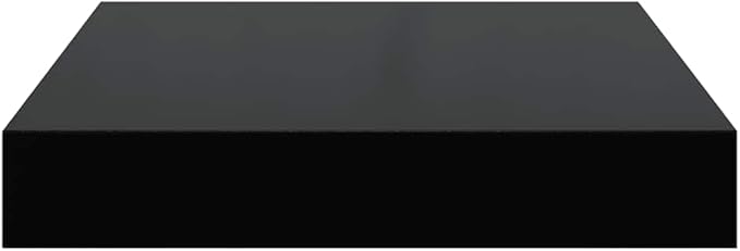 Floating Wall Shelves 2 Pack, High Gloss Black Modern Display for Living Room & Office, 9.1x9.3x1.5 Inch Invisible Mounting Shelves for Decor, Books, Awards, Durable MDF and Metal Frame