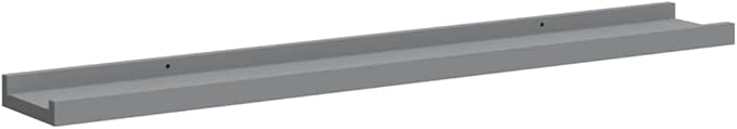 Set of 2 Wall Mounted Picture Ledge Shelves, 31.5 Inch Modern Floating Display Shelf for Photo Frames, Books, and Decor, Gray Lacquered MDF Finish
