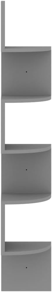 Wall Corner Shelf, 5-Tier Floating Corner Shelves for Living Room Bedroom, Modern Matte Grey Engineered Wood Storage Display Rack, 48.4 Inches Tall