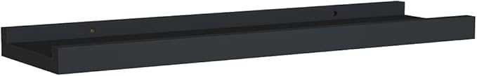 Picture Frame Ledge Shelves 2 Pack Black Wall Mounted Display Shelves for Photo Frames 15.7x3.5x1.2 Inches MDF Board U-Shaped Design Home Decor