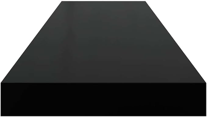 Floating Wall Shelf, Modern High Gloss Black Display Ledge, 35.4 Inch Decorative Storage Rack for Bedroom, Living Room, and Office, Wall Mounted MDF Shelf