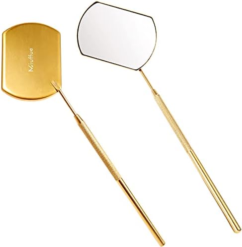 Lash Mirror for Eyelash Extensions, 60mm Extra Large Eyelash Mirror, Detachable Stainless Steel Makeup Mirror，Gold