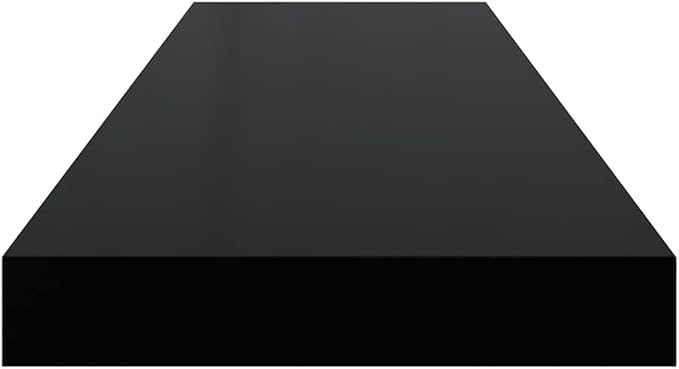 Set of 2 Floating Wall Shelves, 31.5-inch Modern High-Gloss Black Display Ledges, Decorative MDF Wall-Mounted Storage Shelves for Bedroom Living Room Office