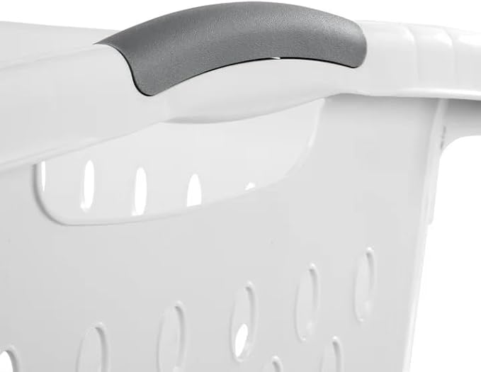 2 Pack 2.7 Bushel Extra Large Plastic Laundry Basket with Sturdy Carry Handles, Portable Laundry Hamper for Laundry Room, Dorm, Bedroom, Bathroom & Closet Organization, White