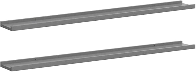 Floating Wall Shelves Set of 2, 39.4 Inch Modern MDF Shelving for Bedroom, Living Room, and Office, Decorative Storage Ledge Display, Gray