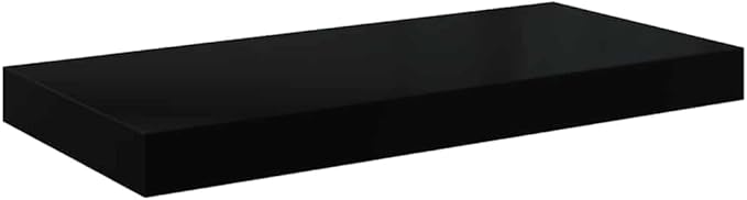 Floating Wall Shelf, Modern High Gloss Black Honeycomb MDF Display Ledge, Minimalist Storage Rack for Books, Photos, and Decor, 19.7 Inch