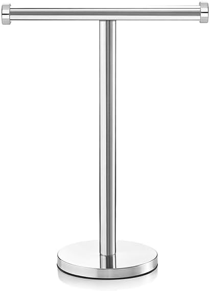 15IN Hand Towel Holder,T-Shape Hand Towel Holder Standing,Stainless Steel Hand Towel Rack for Bathroom Kitchen Countertop,Tower Bar for Kitchen Free Standing Hand Towel Rack (Silver)