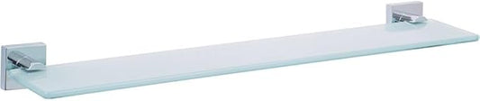 tesa EKKRO Glass Bathroom Shelf - No Drill Shelf Made of Satined Glass and Chrome-Plated Metal - Stainless - Waterproof - Includes Removable Adhesive Solution