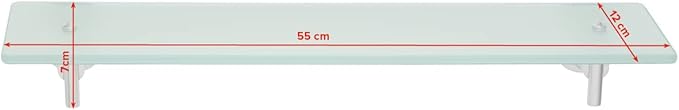 tesa LUUP Glass Bathroom Shelf - No Drill Shelf Made of Satined Glass and Chrome-Plated Metal - Stainless - Waterproof - Includes Removable Adhesive Solution