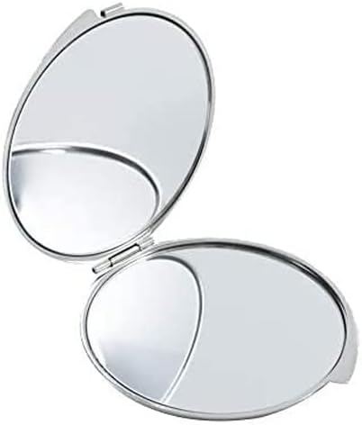 Portable Makeup Compact Double Magnifying Mirror Cosmestic Foldable Pocket Style Unique Mother of Pearl Design (Patchwork)