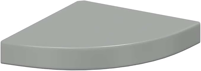 Floating Corner Shelf, High Gloss Grey Wall Mounted Storage Display Shelf, Modern MDF Corner Organizer for Bedroom, Living Room, and Office, 9.8 Inch
