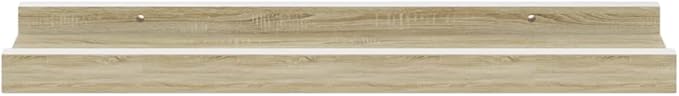 Wall Shelf Set of 2, Floating Shelves for Wall Storage, Modern White and Sonoma Oak MDF Decorative Display Shelves for Living Room Bedroom, 15.7 inch